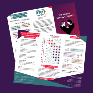 Image of the inside and outside of the Age of Consent brochure stacked on top of eachother